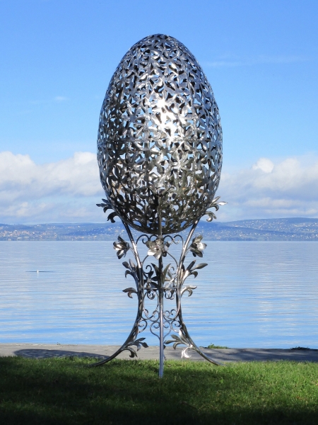 Egg Faberge Sculpture silver